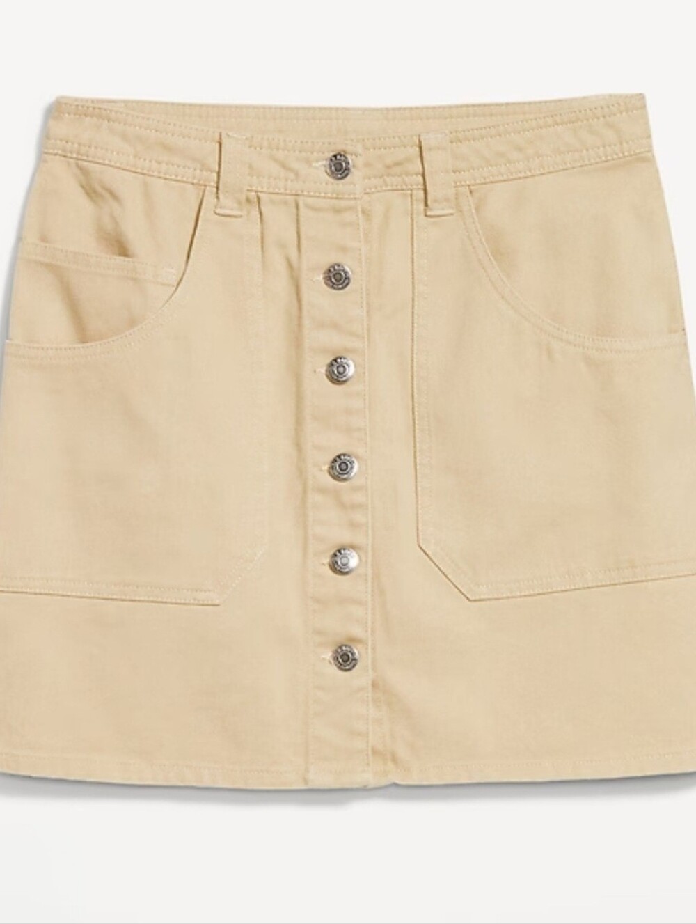 Old Navy Mid-Rise Utility Mini Skirt 100% Cotton Button Up Beige Size 4